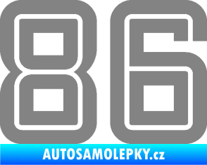 Samolepka Startovní číslo 86 typ 7 šedá