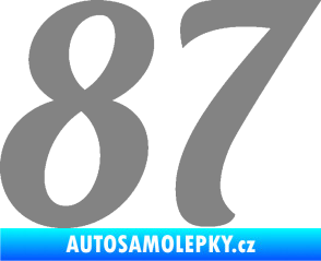 Samolepka Startovní číslo 87 typ 3   šedá