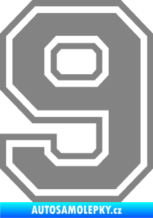 Samolepka Startovní číslo 9 typ 4 šedá