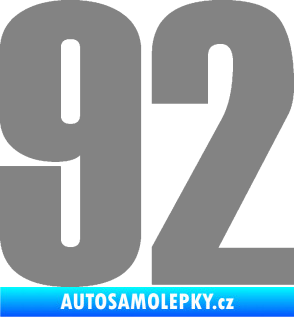 Samolepka Startovní číslo 92 typ 2  šedá