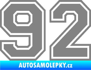 Samolepka Startovní číslo 92 typ 4 šedá
