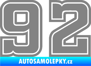 Samolepka Startovní číslo 92 typ 5 šedá