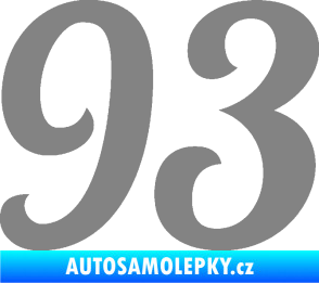 Samolepka Startovní číslo 93 typ 3   šedá