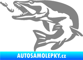 Samolepka Štika 005 levá s návnadou šedá