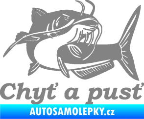 Samolepka Sumec 002 chyť a pusť pravá šedá