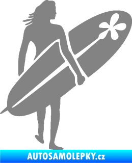 Samolepka Surfařka 003 pravá šedá