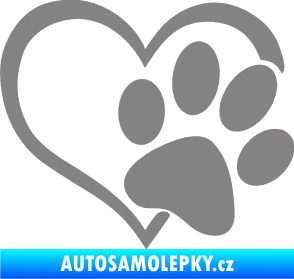 Samolepka Tlapka love pravá šedá