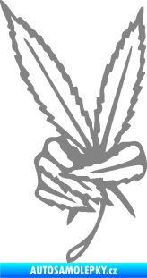 Samolepka Travka 002 pravá marihuana peace šedá