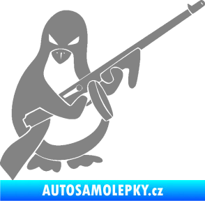Samolepka Tučňák se samopalem pravá šedá