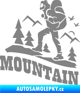 Samolepka Turista 005 levá výšlap na hory šedá