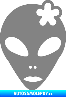 Samolepka UFO 009 slečna s kytičkou pravá šedá