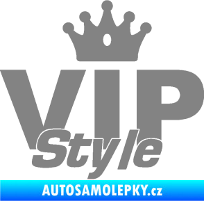 Samolepka VIP styl nápis s korunkou šedá