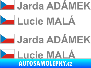 Samolepka Vlajka ČR se jménem šedá