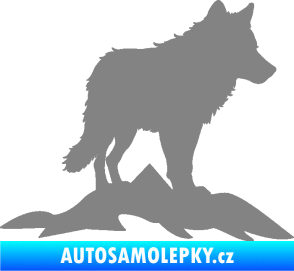 Samolepka Vlk 031 pravá hory šedá