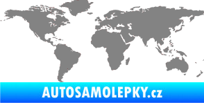 Samolepka World mapa světa šedá