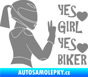 Samolepka Yes girl, yes biker motorkářka šedá