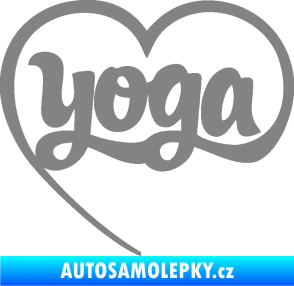 Samolepka Yoga nápis v srdíčku šedá