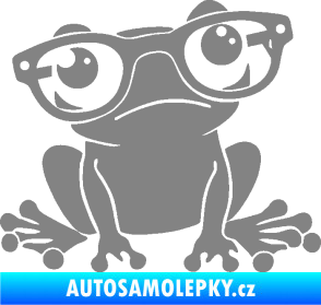Samolepka Žába 011 pravá kouká s brýlemi šedá