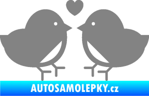 Samolepka Zamilovaní ptáčci 001 se srdíčkem šedá