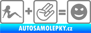 Samolepka Žena + shocker = šklebící se smajlík pravá šedá