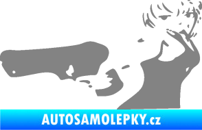 Samolepka Žena s pistolí levá šedá
