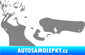 Samolepka Žena s pistolí pravá šedá
