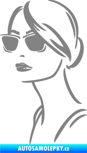 Samolepka Žena tvář 003 levá s brýlemi šedá