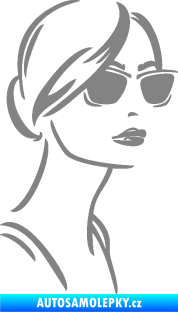 Samolepka Žena tvář 003 pravá s brýlemi šedá