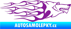 Samolepka Animal flames 017 pravá vlk fialová