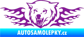 Samolepka Animal flames 034 levá  vlk fialová