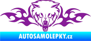 Samolepka Animal flames 038 levá  vlk fialová