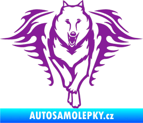 Samolepka Animal flames 039 pravá  vlk fialová