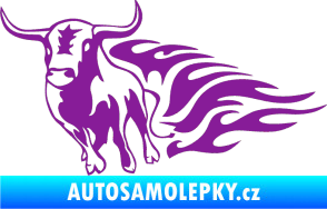 Samolepka Animal flames 057 levá býk fialová