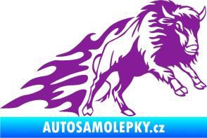 Samolepka Animal flames 089 pravá býk fialová