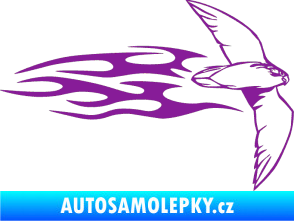 Samolepka Animal flames 095 pravá letící pták fialová