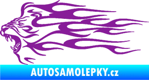 Samolepka Animal flames 103 levá lev fialová