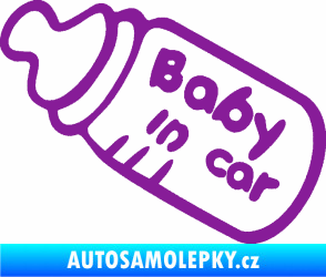 Samolepka Baby in car 001 lahvička na mlíčko fialová