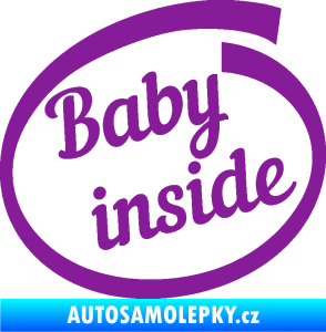 Samolepka Baby inside dítě v autě nápis fialová