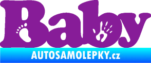 Samolepka Baby nápis otisk ručky a nožky fialová