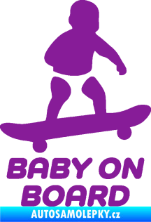 Samolepka Baby on board 008 pravá skateboard fialová