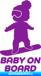 Samolepka Baby on board 009 levá snowboard fialová