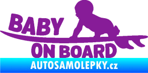 Samolepka Baby on board 010 levá surfing fialová