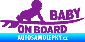 Samolepka Baby on board 010 pravá surfing fialová