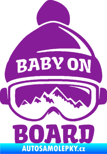 Samolepka Baby on board 012 pravá na horách fialová