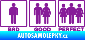 Samolepka Bad good perfect 002 nápis fialová