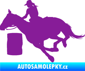 Samolepka Barrel racing 001 levá cowgirl rodeo fialová