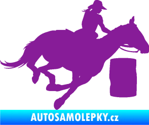 Samolepka Barrel racing 001 pravá cowgirl rodeo fialová