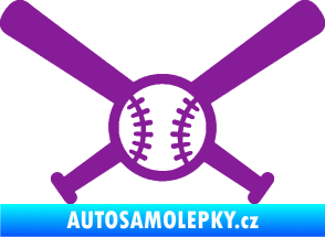 Samolepka Baseball míček a pálky fialová