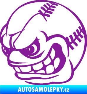 Samolepka Baseballový míček 001 levá s obličejem fialová