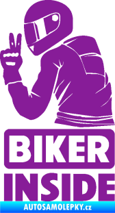 Samolepka Biker inside 003 levá motorkář fialová
